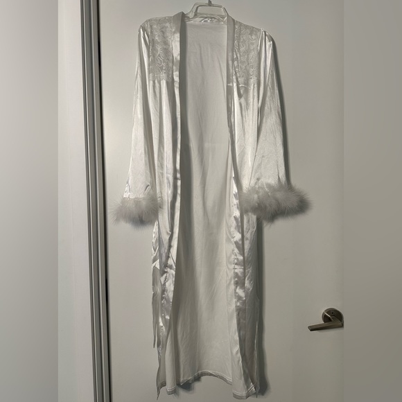 White Satin Robe & Cami Slip Dress - Picture 2 of 7